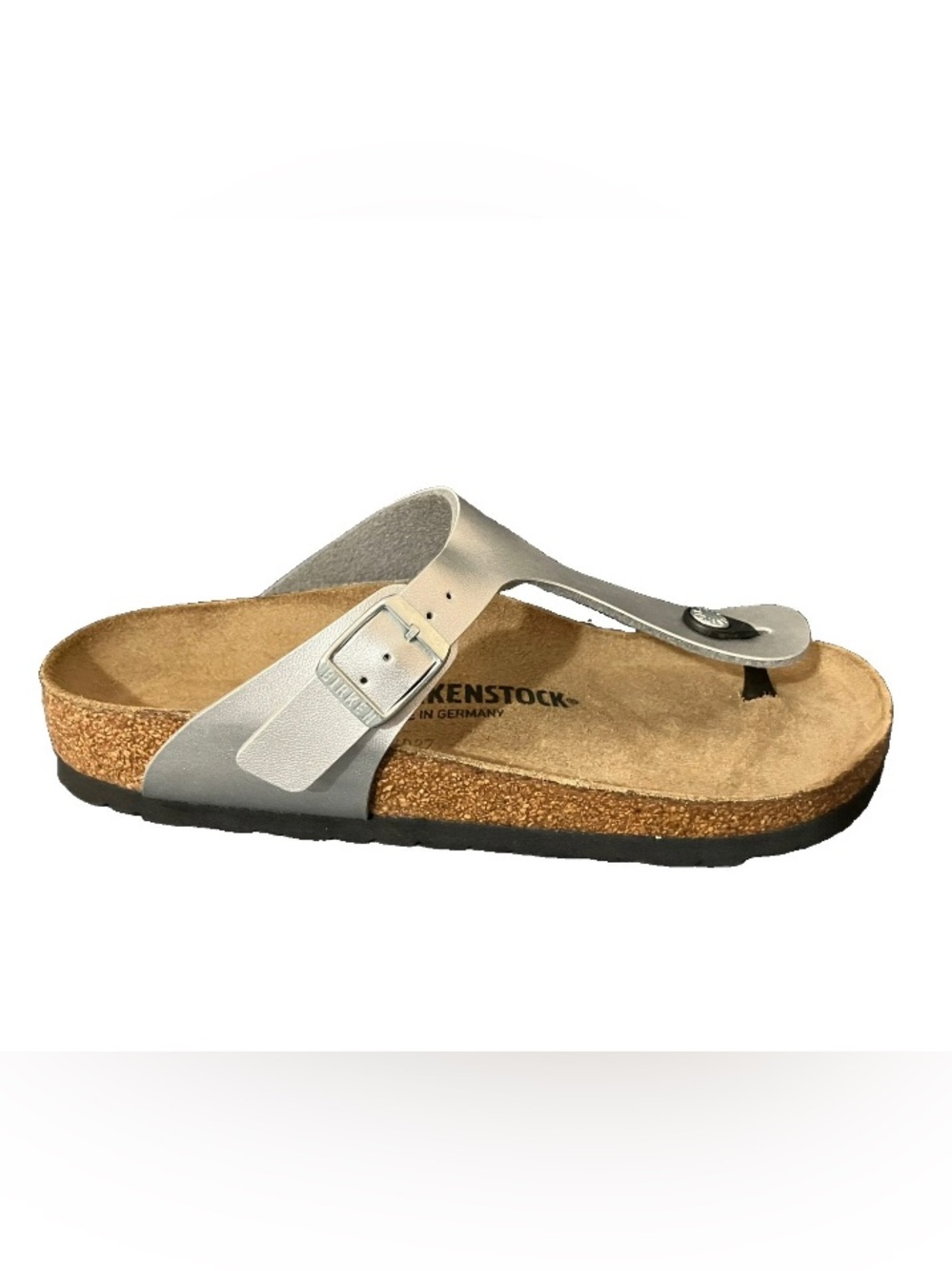 Birkenstock Gizeh Birko Flor Thong Sandals Silver Metallic Size 40 EU/ 9-9.5 US